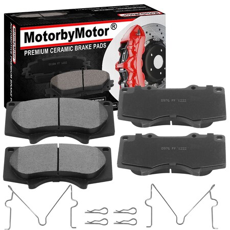 Motorbymotor MotorbyMotor Front Ceramic Brake Pads w/Hardware Kits D976(4Pack) BPD976